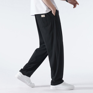 Casual Pants Men's 2025 New Summer Men's Hong Kong-style Ice Silk Pants Straight Pants Sports Pants Spring and Summer Mopping Pants