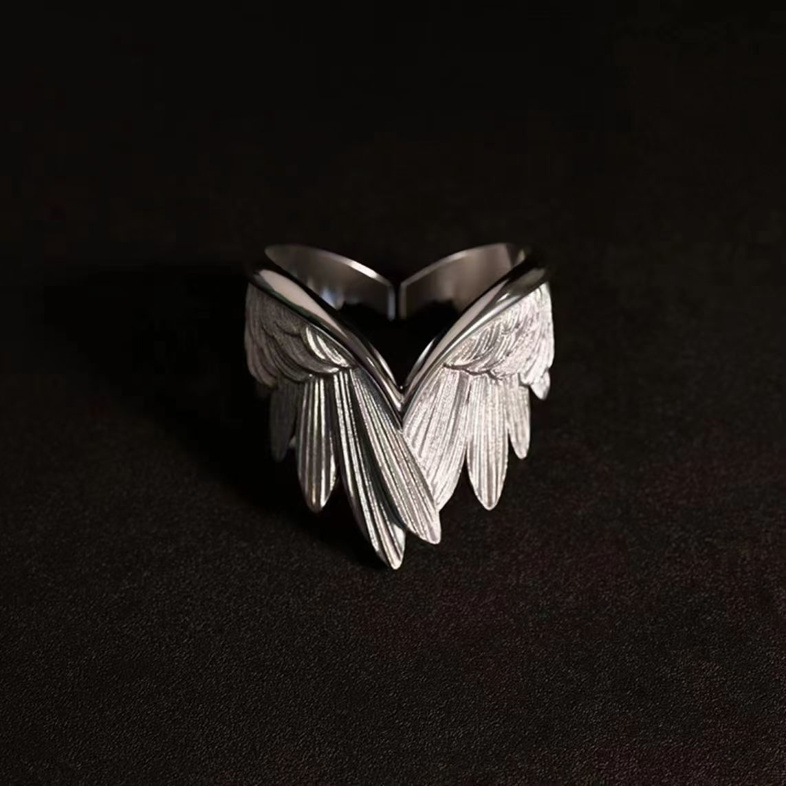 Angel Wings Ring Men's Trendy Personality Cool Style Feather Fashion Creative Wing Ring Retro