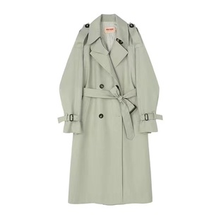 Solid Color khaki Coat Women's Commuter Mid-length Double-breasted French Style New Spring and Autumn Windproof Coat zz