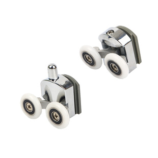 Source Factory Direct Supply Electroplated Aluminum Alloy Bouncing Wheel Double Lower Double Bathroom Glass Door Pulley Spot Wholesale