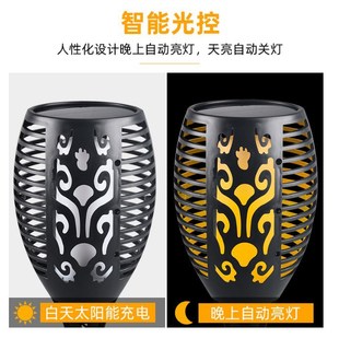 Solar flame lamp outdoor courtyard lawn lamp landscape flood light garden plug 33LED induction torch lamp