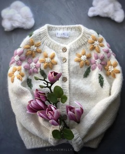 Spring Thin Children's Sweater Cardigan ins Girls Top Knitted Hand Embroidered Cardigan Sweater