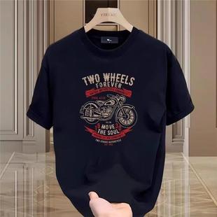 American Style Trendy Brand Creative Printed Short-sleeved T-shirt Men's 2024 Summer New Loose Half-sleeved Ins Round Neck T-shirt