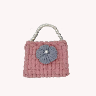Plastic big puff flower bag liner dly hand-woven cutting mesh coin purse crossbody woven bag pe