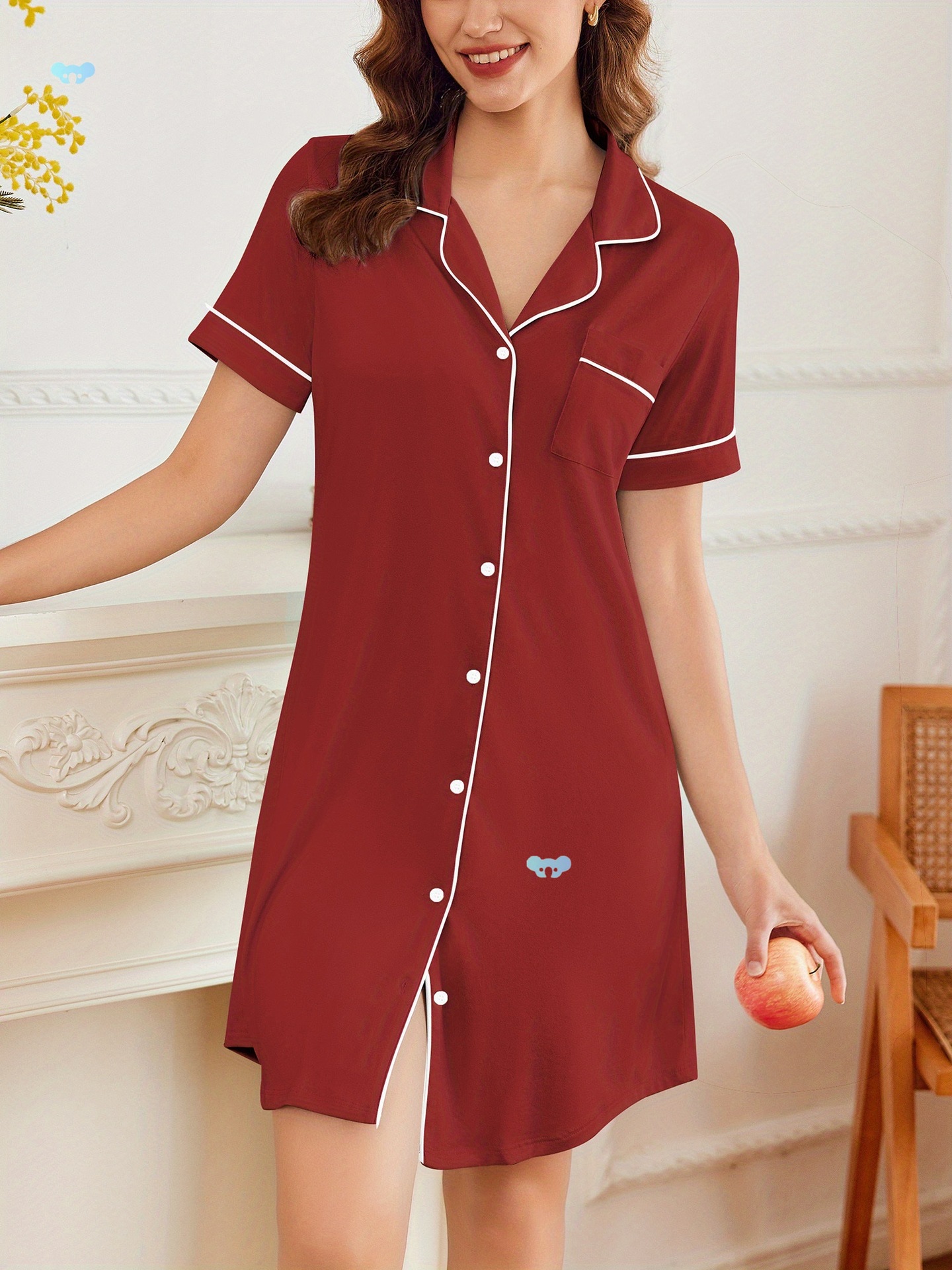 white christmas dresses Clea Bamboo Long Sleeve Sleep Shirt | Slate Blue - L