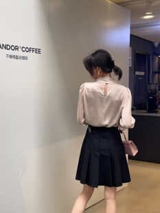 Shenzhen Nanyou Foreign trade original order CD Home Daily Street Simple High-end Belt Decoration Pleated Joker Short Skirt