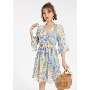 New Split Three-piece Set French Retro Skinny Floral Conservative Beach Hot Spring Holiday Swimwear Women's Wholesale