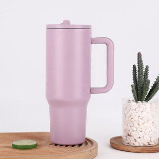 Cross-border new 40oz stainless steel handle car cup double-layer vacuum large-capacity thermos cup portable suction tube cup