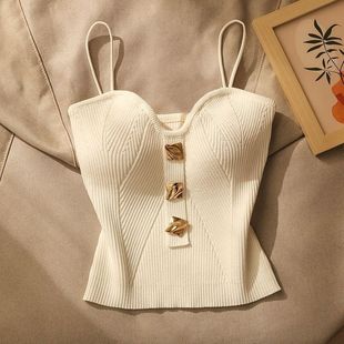High-end Chanel style knitted tube top camisole inner wear women's 2023 Summer new outer wear sleeveless beauty back short top