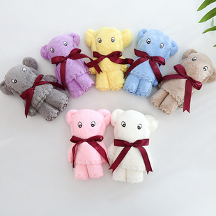 Coral fleece three-piece portable gift box bear towel wedding gift wedding birthday candy shop soft absorbent