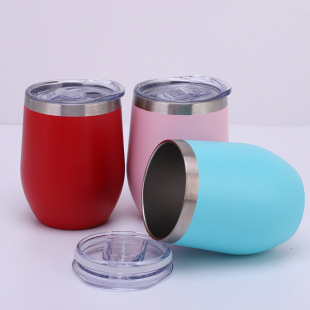 12oz Cross-border 304 Stainless Steel Double-layer Vacuum Water Cup Thermos Swig Sprayed Eggshell Cup U-shaped Red Wine Cup