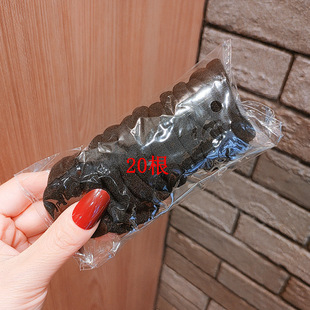 New Women's Hair Band Hair Band Hair Band Rubber Band Hair Rope Black Leather Cover High Sense High Ponytail Wholesale