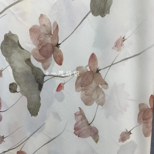 Internet Celebrity Vintage Lotus Leaf Brocade Cotton Imitation Ramie Printed Fabric Female Cheongsam Hanfu Women's Clothing Children's Clothing Fabric