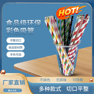 Wholesale straw cup color paper straw environmental protection art dining bar bar nightclub special for drinks hot drinks