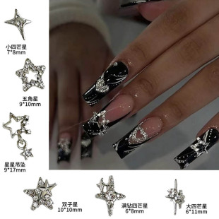 Cross-border wearing a three-dimensional star love hot girl alloy irregular light luxury wind nail patch finished wholesale