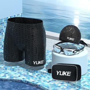 Swimming trunks men's boxer hot spring pants plus size loose swimwear men's swimming goggles swimming cap set equipment swimwear wholesale