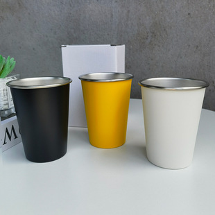 Corn Yellow 304 Stainless Steel Paper Cup Creative Beer Cup Portable Single Layer Curled Cold Drink Coffee Cup Handy Cup