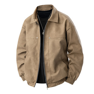 2025 New Arrival Leather Jacket for Men Spring and Autumn New Arrival American Style Retro Lapel Leather Jacket for Men Fashion All-match High-end Suede