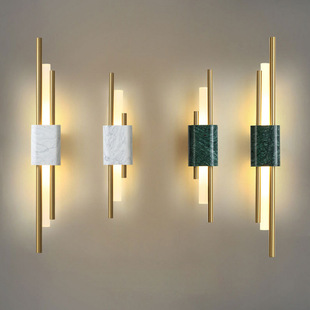 Post-modern light luxury living room background wall lamp hotel lobby aisle marble bedroom bedside copper wall lamp