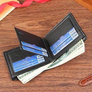 Men's Short Wallet Card Holder Integrated Cross-border Short Men's Wallet Multi-card Horizontal Business Men's Leather Clamp Bag