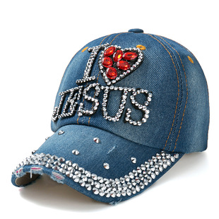 Cross-border Big Sale Cowboy Baseball Cap Letters Diamond-encrusted Women Cap Tide Cap Outdoor Leisure Sunshade Hat