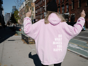 XS--5XL трансграничная женская модель европейский код с рукавами плеча DoWhatMakesYouHappy толстовка для внешней торговли толстовка с капюшоном