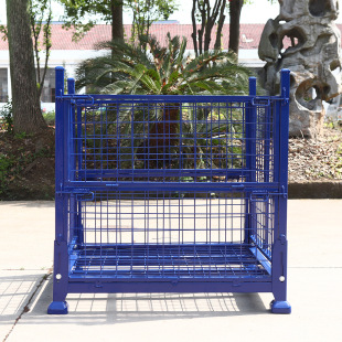 Folding storage cage metal grid box thickened metal mobile stacking rack workshop multi-function heavy shelf