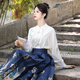 Оригинальный новый стиль Ming Hanfu Hanyuan вегетарианский макияж цветок ткацкий золотой оригинальный национальный ветер конская юбка с лапшой высокого класса атмосферный набор 2025