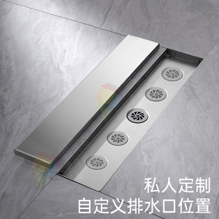 Invisible Long Floor Drain 304 Stainless Steel Anti-Odor Floor Drain Side Drain Bathroom Black Custom-Made Extended Strip Floor Drain Cross-Border