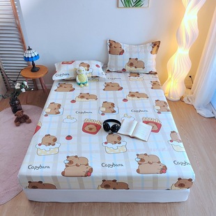 Cartoon bed hat three-piece set Taiwan bed bag Simmons protective cover brown mat cover dirty cover cross-border wholesale