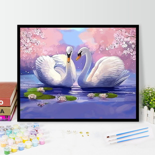 4050diy digital oil painting student decompression hand-painted animal cartoon decorative painting cute hanging painting factory wholesale