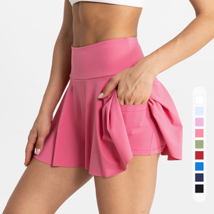 Tight new slim-fit yoga skirt breathable mini culottes running fitness Tennis Anti-exposure pocket sports skirt