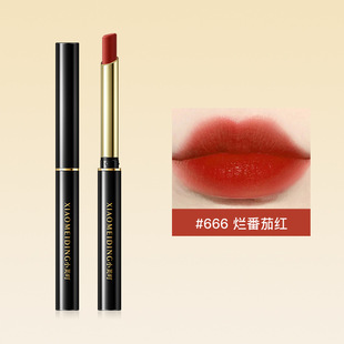 Ins Style Black Gold Thin Tube Light Fog Lipstick Matte White Lasting High Color Value Red Velvet Fog Face Cheap Makeup