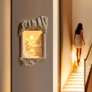 Lexin Sunset Ancient City Paste Lamp Corner Wall Lamp Stairs Embedded Corner Induction Lamp Embedded Corner Niche Lamp