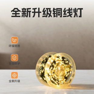LED Remote Control Christmas Tree Lights String Green Wire Copper Star Lights String Lights All over the Sky Stars Green Plant Christmas Rattan Wreath