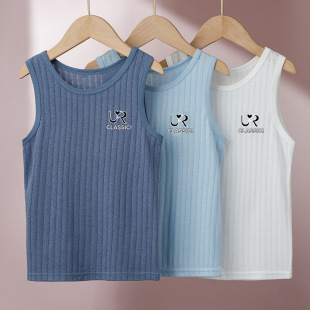 Children's vest boys' cotton spring and summer inner wear boys' waistcoat I-shaped breathable solid color girls' bottoming outer wear