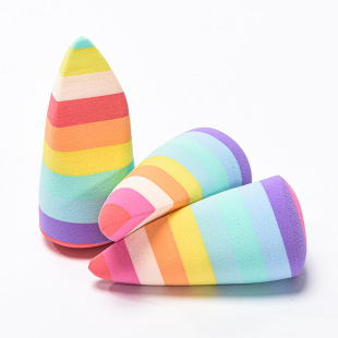 Factory Customized Nine-Color Water Drop Beauty Egg Powder Puff Multi-Layer Spliced ​​Non-Latex Rainbow Color Makeup Egg Sponge Egg
