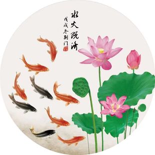 Lotus Carp Figure Kitchen Small Toilet Decoration Special Fire and Water Jizi Lotus Static Dirty Waterproof Sticker Self-adhesive Painting