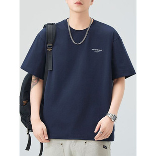 Mingge | 2025 Summer New Letter Printed Short Sleeve Top Men's 240g Heavy Loose Casual Crewneck T-Shirt