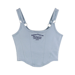 Pure Desire Letter Embroidered Small Camisole Women's Inner Cotton Spice Girl Wear Slim-fit Short Mesh Infrared Wear Top