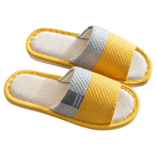 2022 new linen slippers women's spring and summer lovers home indoor cotton and linen breathable men's sandals wholesale