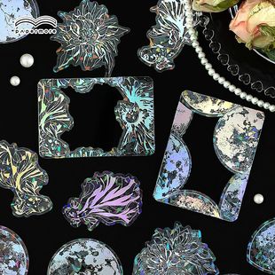 PaperMorePET sticker package Moon Garden series three-dimensional hot silver shell light hand account material 30 pieces