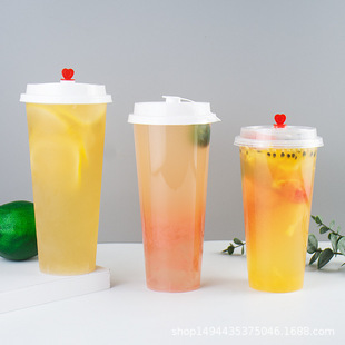 90-caliber disposable milk tea cup light Cup frosted injection Cup 500/700/1000/360ml commercial with lid