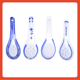 ≈Spoon Small Spoon Tableware Soup Spoon Jingdezhen Blue and White Porcelain Spoon Ceramic Chinese Traditional Underglaze Color Restaurant Home Decoration