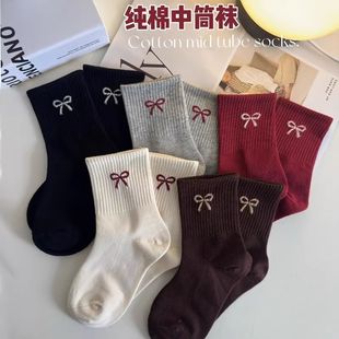 Children's Socks Autumn and Winter Girls' Baby Bow Cotton Mid-tube Socks Girls' Mid-size Children's Cotton Sports Socks Trendy