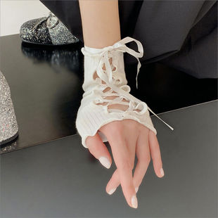 y2k lace strap hand sleeve lolitadiy japanese girl ins concealer sleeve female harajuku style lace gloves