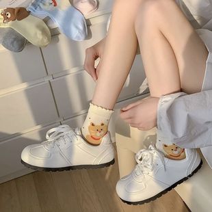 Носки женские весенние летние мультфильмы милые пятки маленькие животные пузырьковый край Японские милые девушки jk средние носки