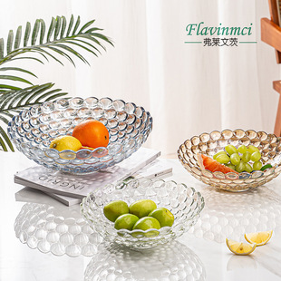 Wholesale Fruit Plate Colorful Crystal Glass snack basin Bubble Candy Plate Household Living Room Dried Fruit Plate Large Fruit Plate