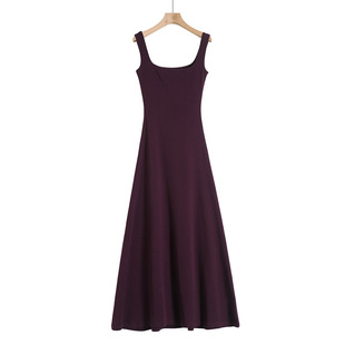 Yujie Wearing Solid Color Sling dress Women's Summer New Slim-fit Waist Slimming Elegant Hip Dress New