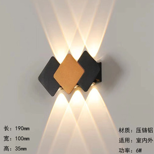 2023 new outdoor LED lights square black gold personalized creative bedside living room corridor exterior wall up and down according to the wall lamp